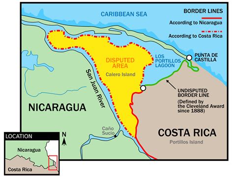 costa rica vs nicaragua map